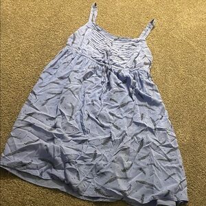 Blue Feather Print S sundress Dress